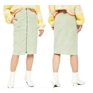 FREE PEOPLE Midi Skirt I Want It All Cord Corduroy We The Free Green NWT 24